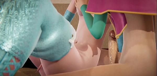  Futa Frozen - Elsa gets creampied by Anna - 3D Porn